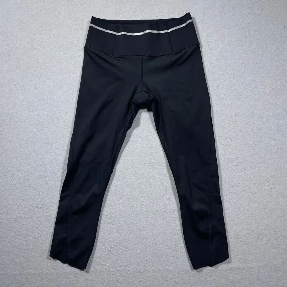 Athleta Leggings Womens XS Black‎ Mid Rise Cropped Reflective Spinning Workout